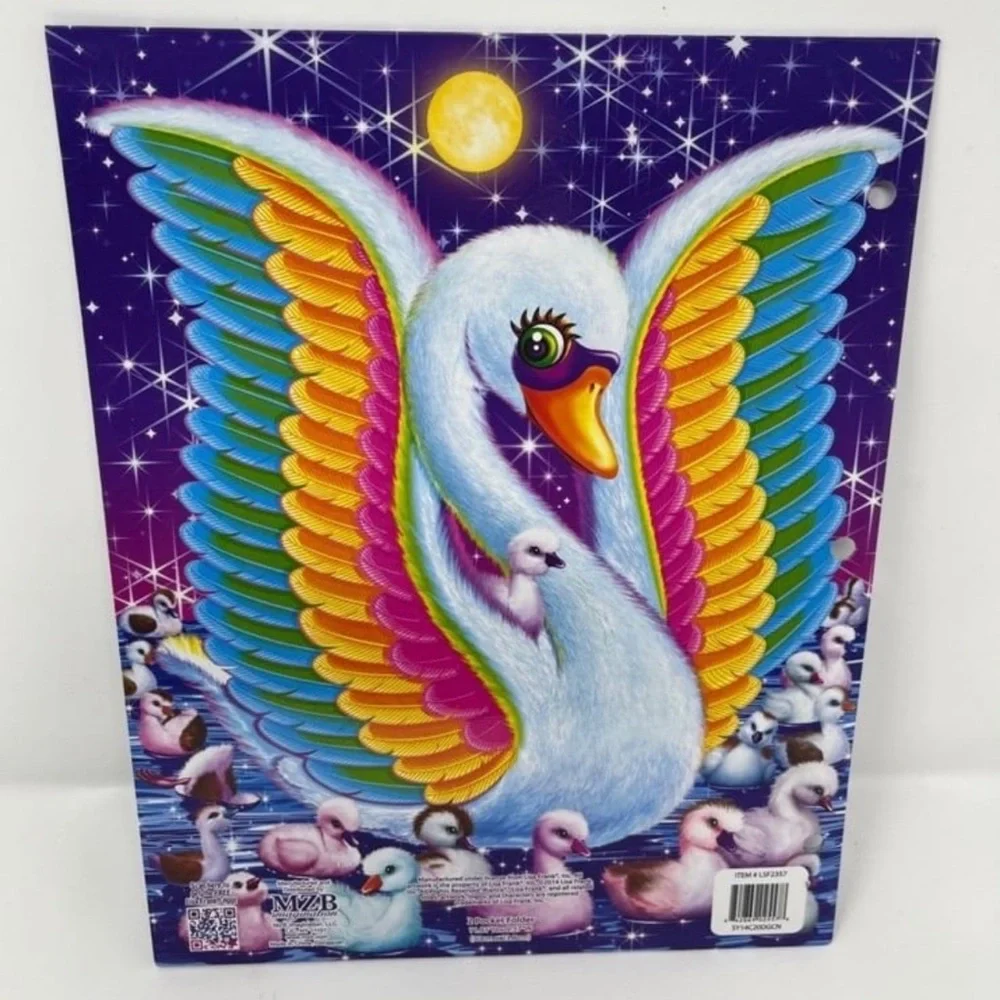 Lisa Frank Blanca The Swan Glitter 2 Pocket Folder